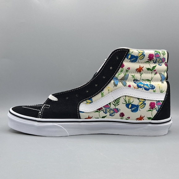 New Vans Sk8-Hi Top Butterfly Floral Marshmallow Black Suede Men's Size 12 - Picture 4 of 9